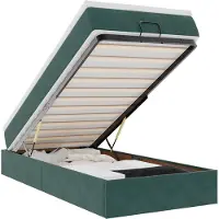 vidaXL Ottoman-Bett mit Matratze Dunkelgrün 90x200 cm Samt