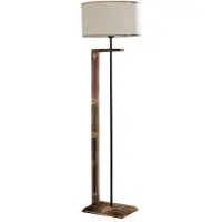 Opviq , Meneke Yank Lambader Silindir Finli Krem Erkametli, Stehlampe, Holzkörper, Kupfer, 45 x 45 x 165 cm