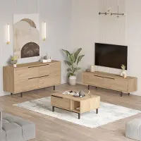 Skye Decor , ON20-S, Wohnzimmermöbel-Set, Eiche, 100 % MELAMINBESCHICHTETE SPANPLATTEN, 160 x 35,5 x 45 cm