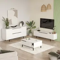 Skye Decor , ON20-W, Wohnzimmermöbel-Set, Weiß, 100 % MELAMINBESCHICHTETE SPANPLATTEN, 160 x 35,5 x 45 cm