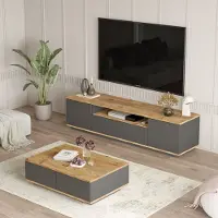 Skye Decor , FR17-AA, Atlantische Kiefer, Wohnzimmermöbel-Set, 180 x 44,6 x 44,5 cm, 100 % MELAMINBESCHICHTETE SPANPLATTEN