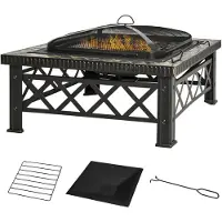 Outsunny - Feuerschale - 76Lx76Wx47Hcm - Schwarz