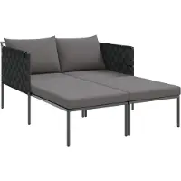 vidaXL Sonnenliege mit Kissen 2-Person Anthrazit 153 x 115 x 69,5 cm