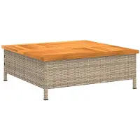 vidaXL Gartentisch Beige 70x70x25 cm Rattan und Akazienholz