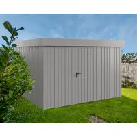 Hörmann Ecostar, Metall-Gerätehaus "Euroline Trend" mit Flachdach EFD 14, graualuminium, 310 x 310 cm, 1-flüglige Tür