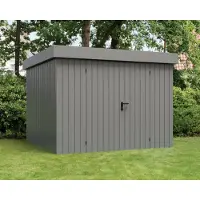 Hörmann Ecostar, Metall-Gerätehaus "Euroline Trend" mit Flachdach EFD 10, graualuminium, 262 x 262 cm, 2-flüglige Tür