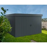 Hörmann Ecostar, Metall-Gerätehaus "Euroline Trend" mit Flachdach EFD 14, anthrazitgrau, 310 x 310 cm, 2-flüglige Tür