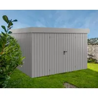 Hörmann Ecostar, Metall-Gerätehaus "Euroline Trend" mit Flachdach EFD 14, graualuminium, 310 x 310 cm, 2-flüglige Tür