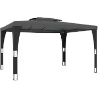 vidaXL Pavillon mit Doppeldach Anthrazit 3,98x2,98 m Stahl