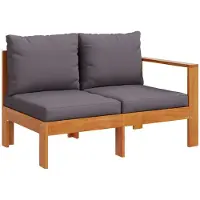 vidaXL Gartensofa mit 1 Armlehne 2-Sitzer Massivholz Akazie