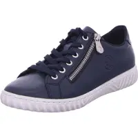 Rieker Damen Sneaker Leder Reißverschluss leicht bequem rutschfest weich N0900, Größe:37 EU, Farbe:Blau