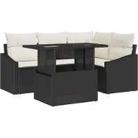 vidaXL Garten-Sofa-Set 5 Stk. Schwarz und Creme