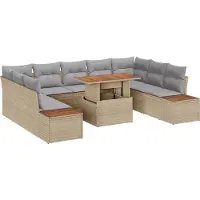 vidaXL Gartensofa-set 10 Stk. Beige Poly-Rattan