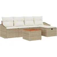 vidaXL Gartensofa-set 6 stk. Beige Poly Rattan