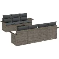 vidaXL Gartensofa-set 8 stk. Grau Poly-Rattan