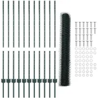 vidaXL Sechseckzaun mit Pfosten 25 x 1,2 m PVC-beschichteter Stahl