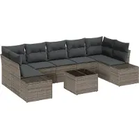 vidaXL Gartensofa-set 8 stk. Grau Poly-Rattan