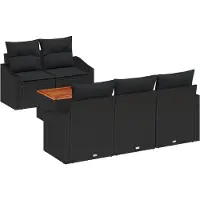 vidaXL Gartensofa-set 6 stk. Schwarz Poly-Rattan