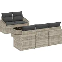 vidaXL Sofa Set mit Kissen 6 pcs Hellgrau und Dunkelgrau Poly-Rattan