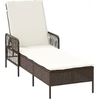 vidaXL Sonnenliege Poly-Rattan Braun und Creme Weiß