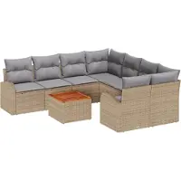 vidaXL Gartensofa-set 9 Stk. Beige Poly-Rattan