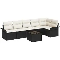 vidaXL Gartensofa-set 7 Stk. Schwarz Poly-Rattan