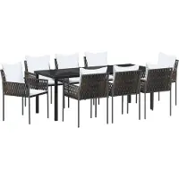 vidaXL Garten Essgruppe 9 pcs Braun und Schwarz PE-Rattan