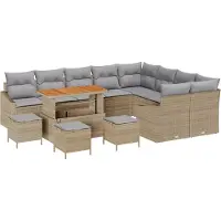 vidaXL Gartensofa-set 13 stk. 8-Sitzanzahl Beige Poly Rattan