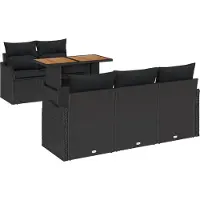 vidaXL Garten-Sofa-Set mit Speicher 6 pcs Schwarz Poly Rattan
