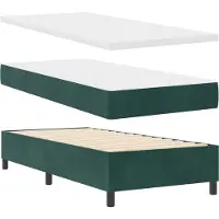 vidaXL Boxspringbett mit Matratze Dunkelgrün 90 x 190 cm Samt