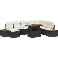 vidaXL Garten-Sofa-Set 9 stk. Schwarz Poly Rattan