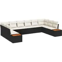 vidaXL Gartensofa-set 10 Stk. 10-Sitzanzahl Schwarz und Creme
