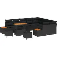 vidaXL Gartensofa-set 12 stk. 11-Sitzanzahl Schwarz Poly Rattan