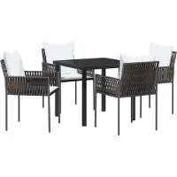vidaXL Garten Essgruppe 5 Stk. Braun und Schwarz PE-Rattan