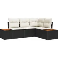 vidaXL Gartensofa-set 4 stk. 4-Sitzanzahl Schwarz und Creme Polyrattan