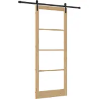 vidaXL Schiebetür ORKDAL Natürlich und Schwarz 93 x 232 cm