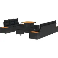 vidaXL Gartensofa-set 10 stk. 9-Sitzanzahl Schwarz Poly Rattan