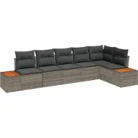 vidaXL Gartensofa-set 6 stk. 6-Sitzanzahl Grau Polyrattan