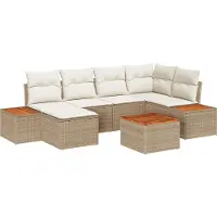 vidaXL Gartensofa-set 7 stk. 6-Sitzanzahl Beige und Creme Polyrattan