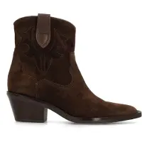 Manfield Braune Cowboystiefeletten aus Veloursleder | Größe 38