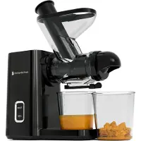Kitchenbrothers Slow Juicer Mini - Entsafter - Obst- und Gemüsepresse - 40mm und 50mm Einfüllöffnung - 400ml - Schwarz