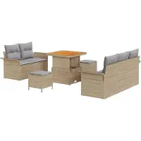 vidaXL Garten-Sofa-Set 8 stk. 7-Sitzanzahl Beige und Hellgrau