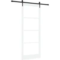 vidaXL Schiebetür Weiß 93 x 232 cm Massivholz Kiefer und Glas