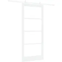 vidaXL Schiebetür Weiß 93 x 211 cm Massivholz Kiefer und Glas