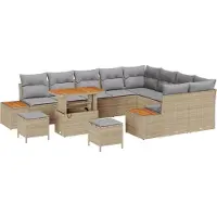 vidaXL Gartensofa-set 12 stk. 11-Sitzanzahl Beige Poly Rattan