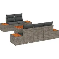 vidaXL Garten-Sofa-Set 6 stk. Grau Poly Rattan
