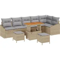 vidaXL Gartensofa-set 9 Stk. Beige Poly-Rattan