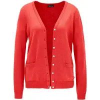 Goldner Strickjacke "Uni Merino-Cardigan Langarm", Damen, Gr. 44, rot, Obermaterial: 100% Schurwolle WV., Basic, V-Ausschnitt, Rippe, Strickjacken Strickjacke, Reine Merinowolle