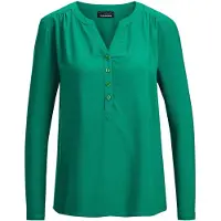 Goldner Elegante Viskosebluse mit V-Ausschnitt in dunkelgrün | Gr.: 52