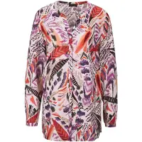 Goldner Kurzgröße: Verlängerte Viskosebluse mit Print in bunt / gemustert | Gr.: 23